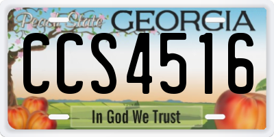 GA license plate CCS4516