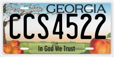GA license plate CCS4522