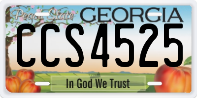 GA license plate CCS4525