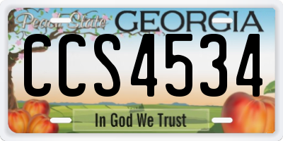 GA license plate CCS4534