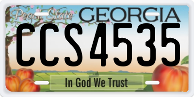 GA license plate CCS4535