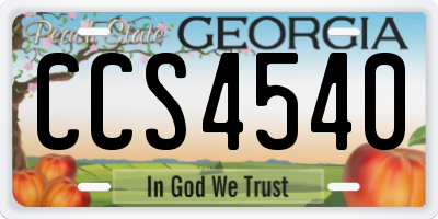GA license plate CCS4540