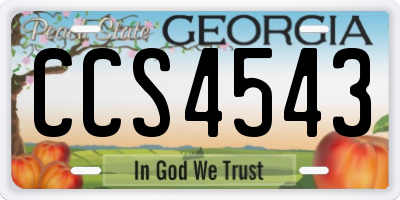 GA license plate CCS4543