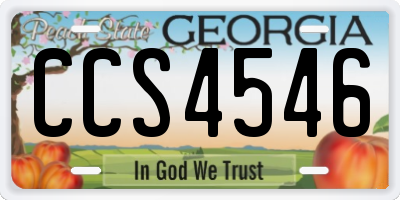 GA license plate CCS4546