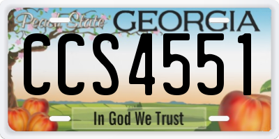 GA license plate CCS4551