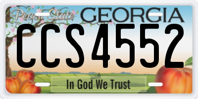 GA license plate CCS4552