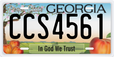 GA license plate CCS4561