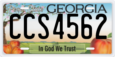 GA license plate CCS4562