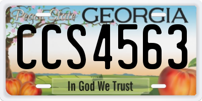 GA license plate CCS4563