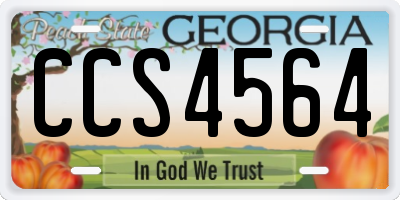 GA license plate CCS4564