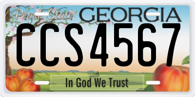 GA license plate CCS4567