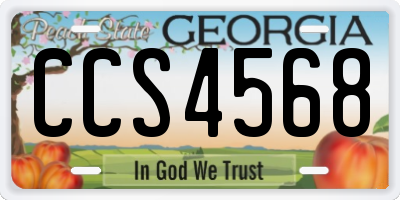 GA license plate CCS4568