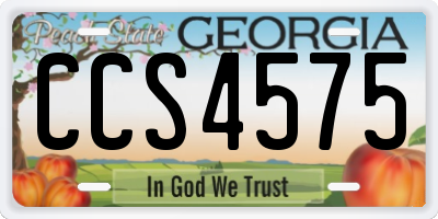 GA license plate CCS4575