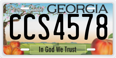GA license plate CCS4578