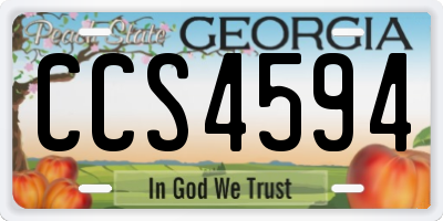 GA license plate CCS4594