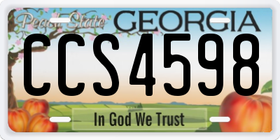 GA license plate CCS4598