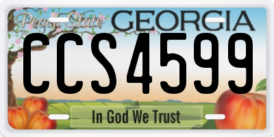 GA license plate CCS4599