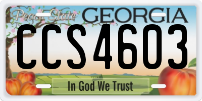 GA license plate CCS4603