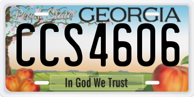 GA license plate CCS4606
