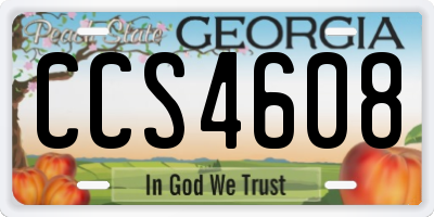 GA license plate CCS4608