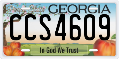 GA license plate CCS4609