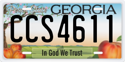 GA license plate CCS4611
