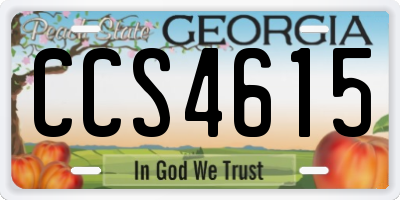 GA license plate CCS4615
