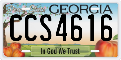GA license plate CCS4616