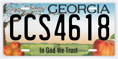 GA license plate CCS4618