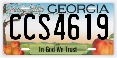 GA license plate CCS4619
