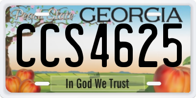 GA license plate CCS4625