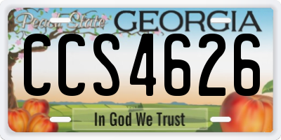 GA license plate CCS4626