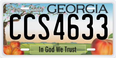 GA license plate CCS4633