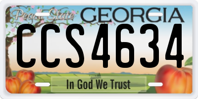 GA license plate CCS4634