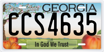 GA license plate CCS4635