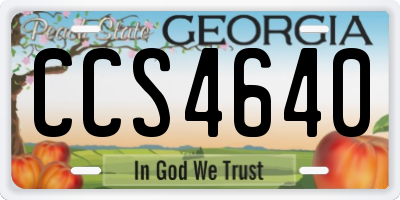 GA license plate CCS4640
