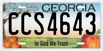 GA license plate CCS4643