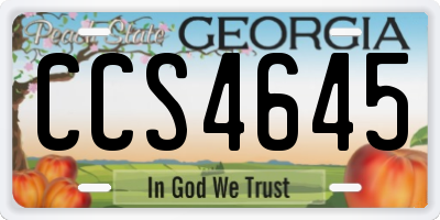 GA license plate CCS4645