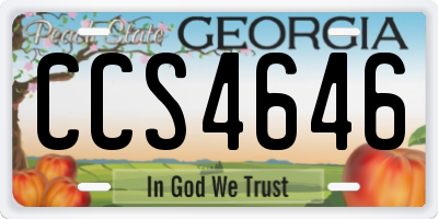GA license plate CCS4646