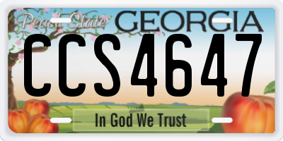 GA license plate CCS4647