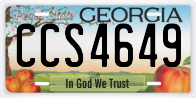 GA license plate CCS4649