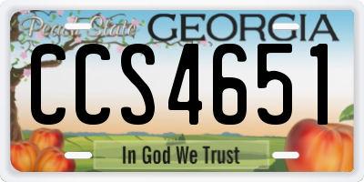 GA license plate CCS4651