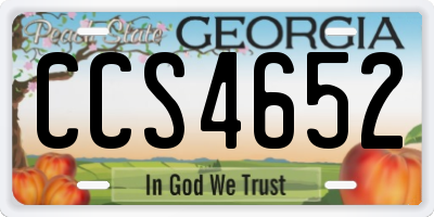 GA license plate CCS4652