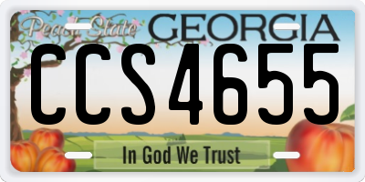 GA license plate CCS4655