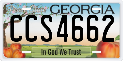 GA license plate CCS4662