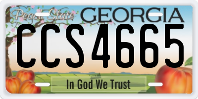 GA license plate CCS4665