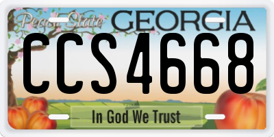 GA license plate CCS4668