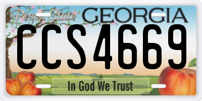 GA license plate CCS4669