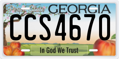 GA license plate CCS4670