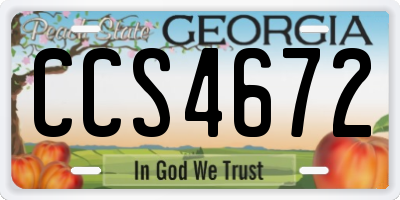 GA license plate CCS4672